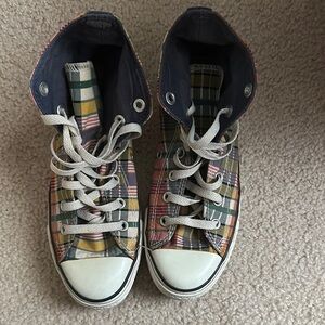 Converse Multicolor Plaid High-Top Sneakers